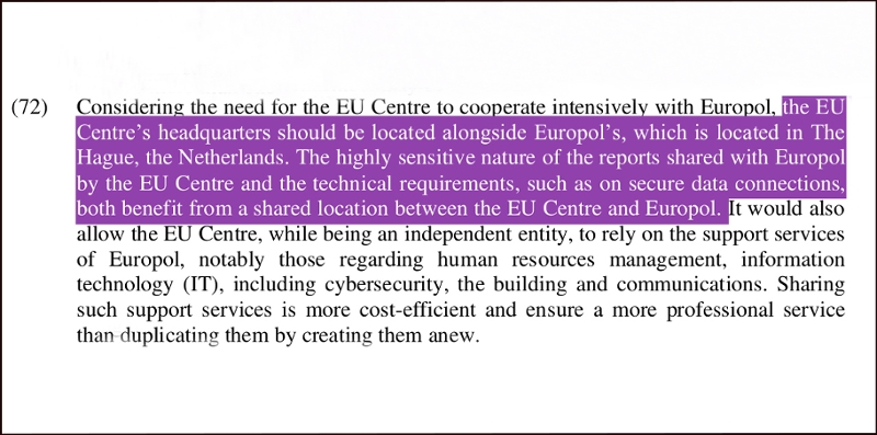 Text Auszug Zusammenarbeit EU Center und Europol