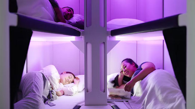 Die Skynest Betten in der neuen Eco-Class von Air New Zealand