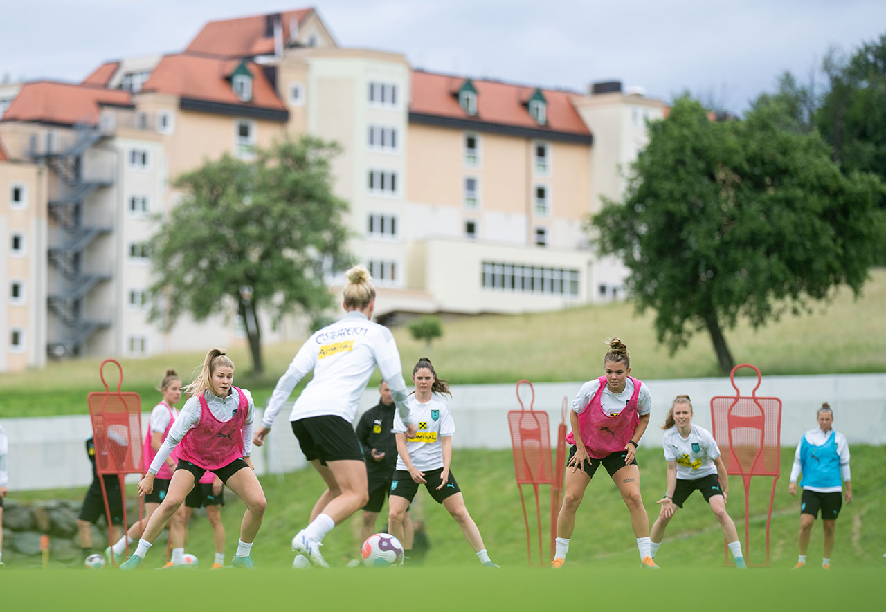 Spielerinnen des ÖFB-Frauen-Nationalteams beim Trainingslager