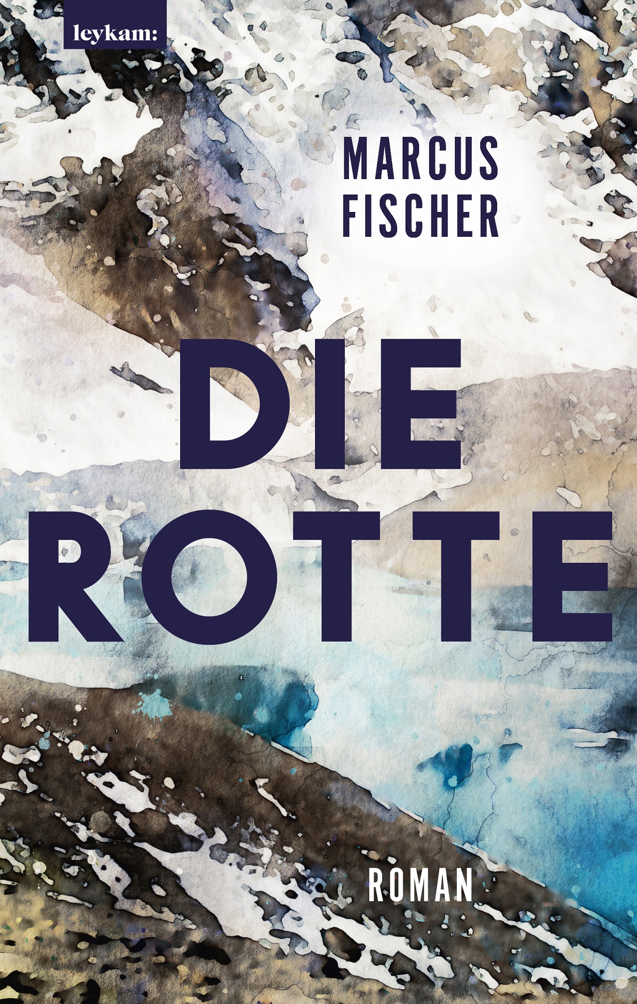 Das Cover zu Marcus Fischers Roman "Die Rotte" mit der Zeichnung eines Wildbachs.