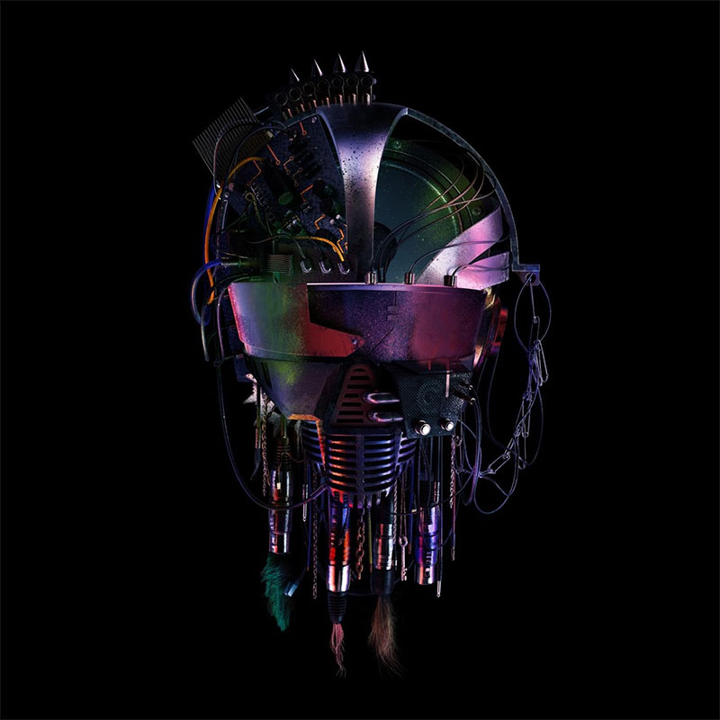 Albumcover von Kasabians "The Alchemist's Euphoria": Ein futuristischer Roboterhelm