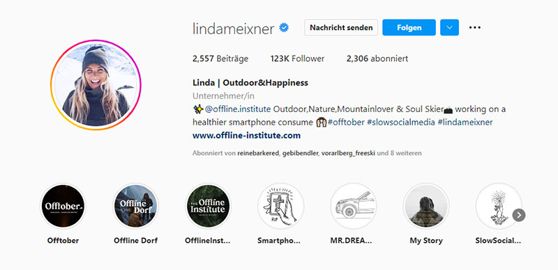 Screenshots und eine Collage aus Linda Meixners Instagram-Profil