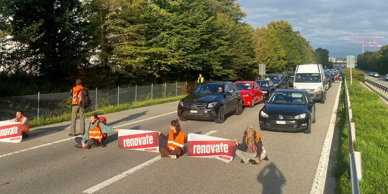 activists blockading a motorway
