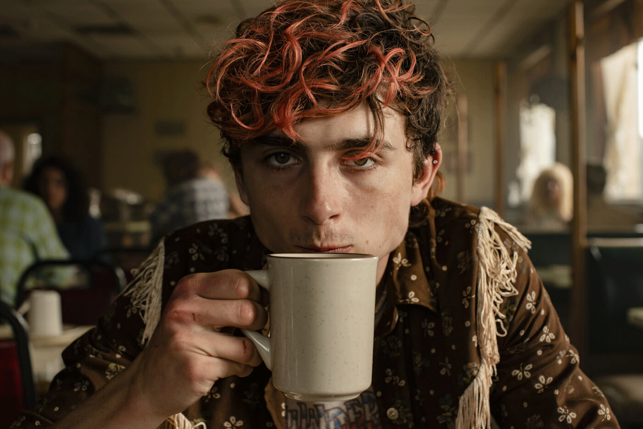 Szene aus "Bones and All": junger Mann trinkt aus einer Tasse