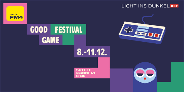 Schriftzug Good Games Festival und FM4 Logo