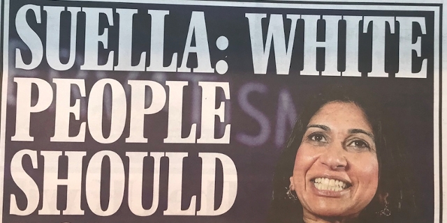 White People Shouldn't Feel Guilty - Suella Braverman auf der Titelseite des Daily Express