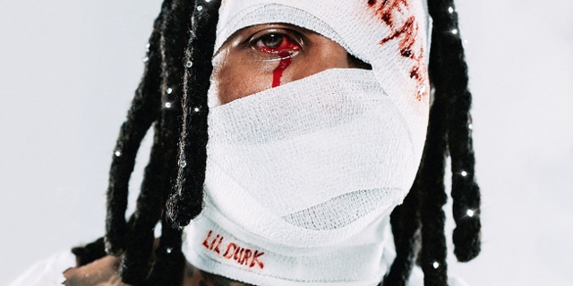 Albumcover "Almost Healed" von Lil Durk. Sein Gesicht ist mit einer Bandage eingebunden
