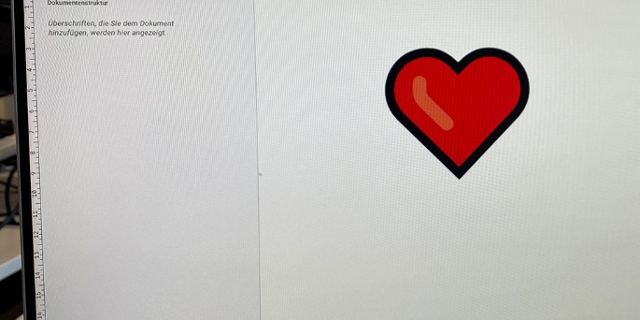 Bildschirm mit rotem Herz in Google Docs Dokument