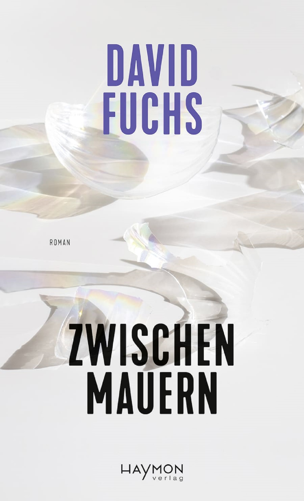 Das Buchcover von David Fuchs' neuem Roman "Zwischen Mauern" zeigt eine zerbrochene Glasscheibe.