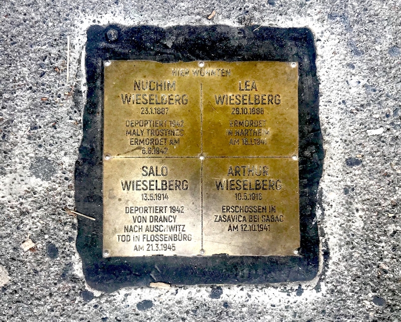 Stolpersteine der Familie Wieselberg in der Großen Pfarr Gasse, Wien Leopoldstadt