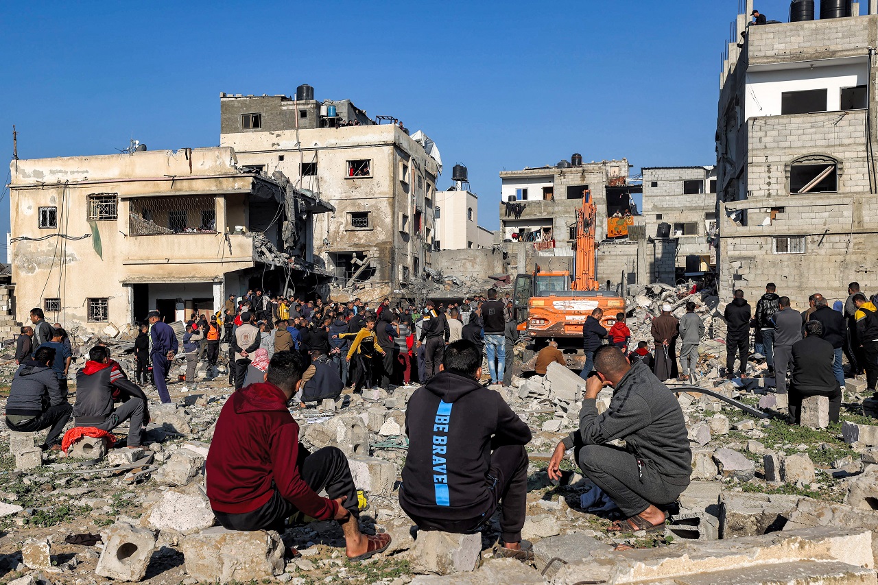 Zerstörtes Gebäude in Rafah / Gazastreifen