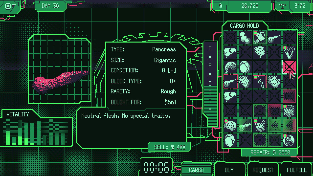 Screenshot von "Space Warlord Organ Trading Simulator"